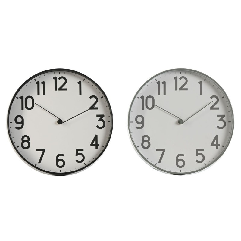 Orologio da Parete Home ESPRIT Nero Grigio PVC 30 x 4 x 30 cm (2 Unità)