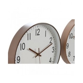 Orologio da Parete Home ESPRIT Bianco Marrone Naturale PVC 30 x 4 x 30 cm (2 Unità)