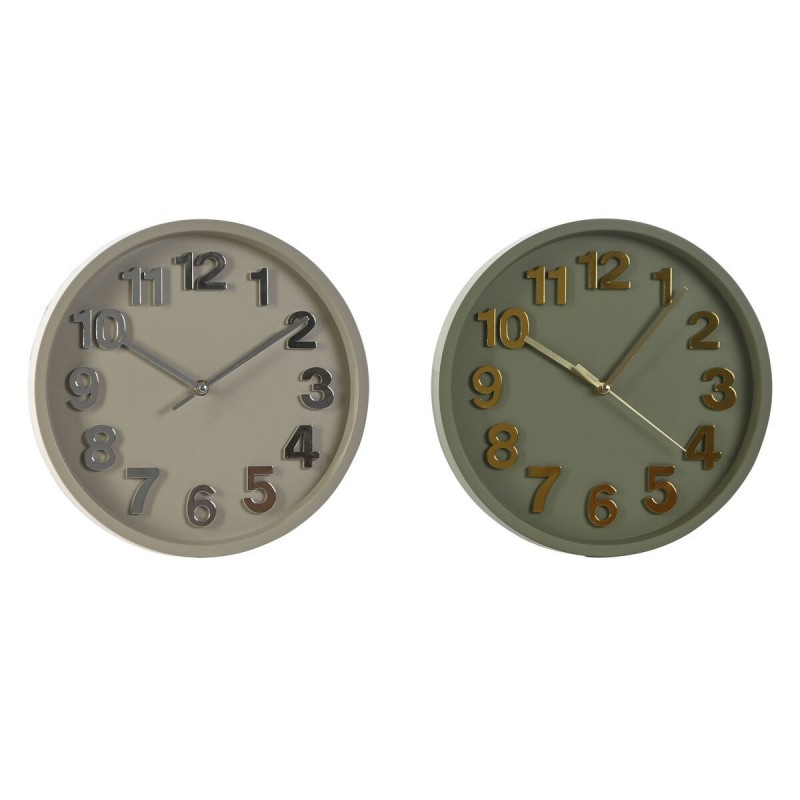 Orologio da Parete Home ESPRIT Verde Grigio PVC Città 30 x 4 x 30 cm (2 Unità)