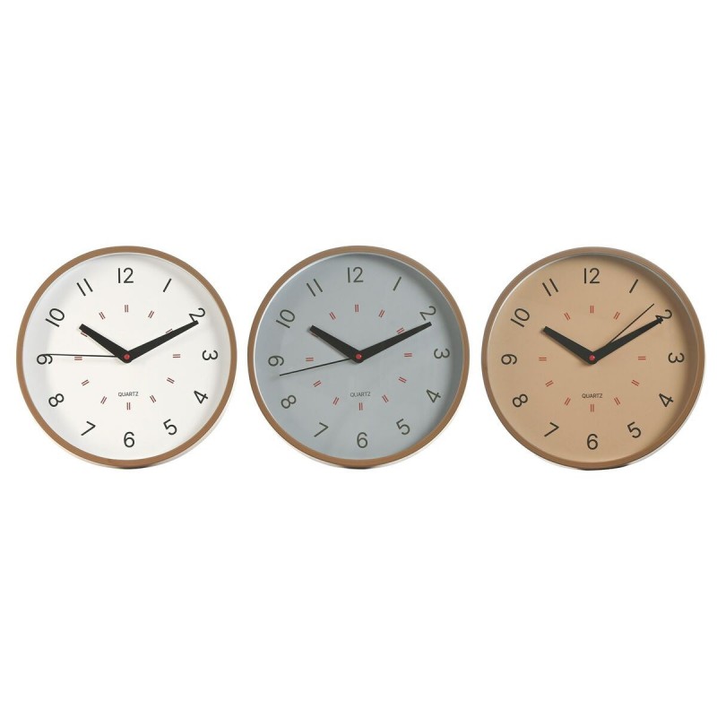 Orologio da Parete Home ESPRIT Bianco Beige Grigio PVC 30 x 4 x 30 cm (3 Unità)