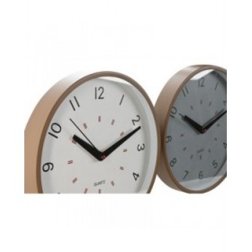 Orologio da Parete Home ESPRIT Bianco Beige Grigio PVC 30 x 4 x 30 cm (3 Unità)