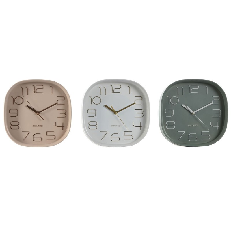 Orologio da Parete Home ESPRIT Bianco Verde PVC 28,5 x 5 x 28,5 cm (3 Unità)