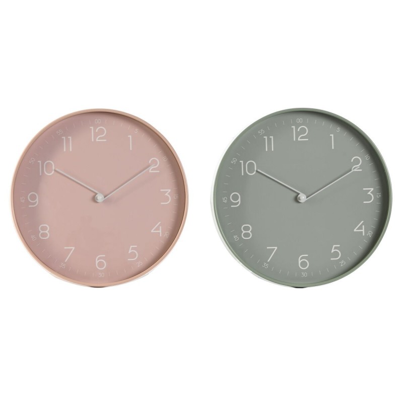 Orologio da Parete Home ESPRIT Menta PVC 30 x 4 x 30 cm (2 Unità)