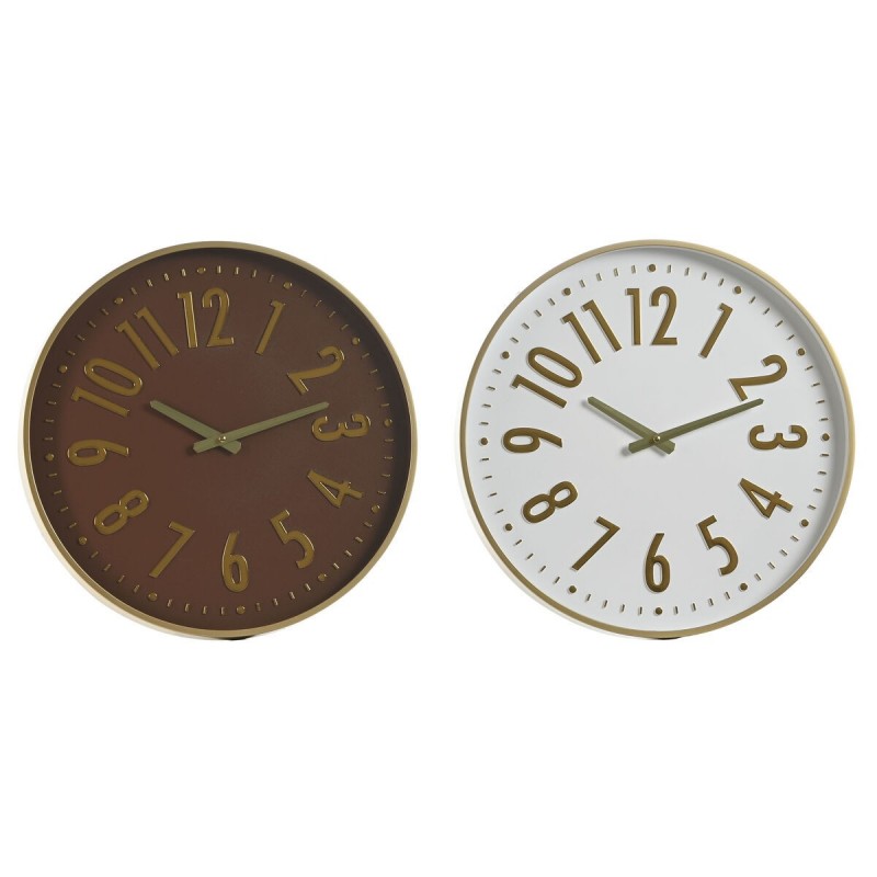 Orologio da Parete Home ESPRIT Bianco Marrone Dorato PVC 45 x 4 x 45 cm (2 Unità)