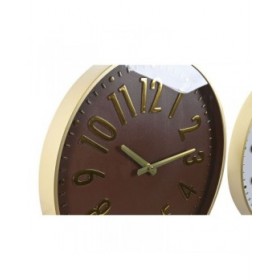 Orologio da Parete Home ESPRIT Bianco Marrone Dorato PVC 45 x 4 x 45 cm (2 Unità)