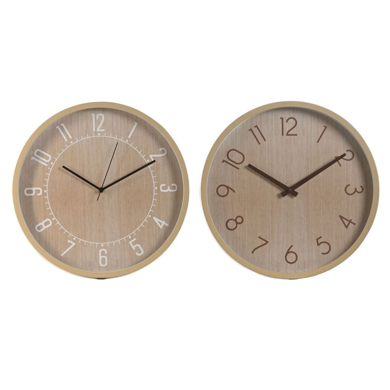 Orologio da Parete Home ESPRIT Naturale PVC 40 x 4 x 40 cm (2 Unità)