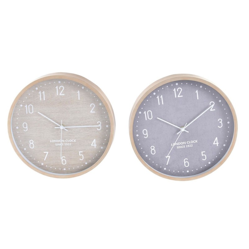 Orologio da Parete Home ESPRIT Beige Grigio PVC 30 x 4 x 30 cm (2 Unità)