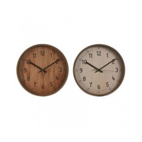 Orologio da Parete Home ESPRIT Marrone Naturale PVC Legno 30 x 4 x 30 cm (2 Unità)
