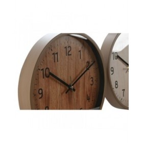 Orologio da Parete Home ESPRIT Marrone Naturale PVC Legno 30 x 4 x 30 cm (2 Unità)