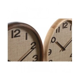 Orologio da Parete Home ESPRIT Marrone Naturale Legno Rattan 40 x 5 x 40 cm (2 Unità)