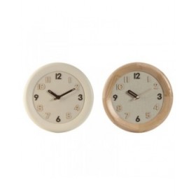 Orologio da Parete Home ESPRIT Beige Naturale Legno 30 x 5 x 30 cm (2 Unità)