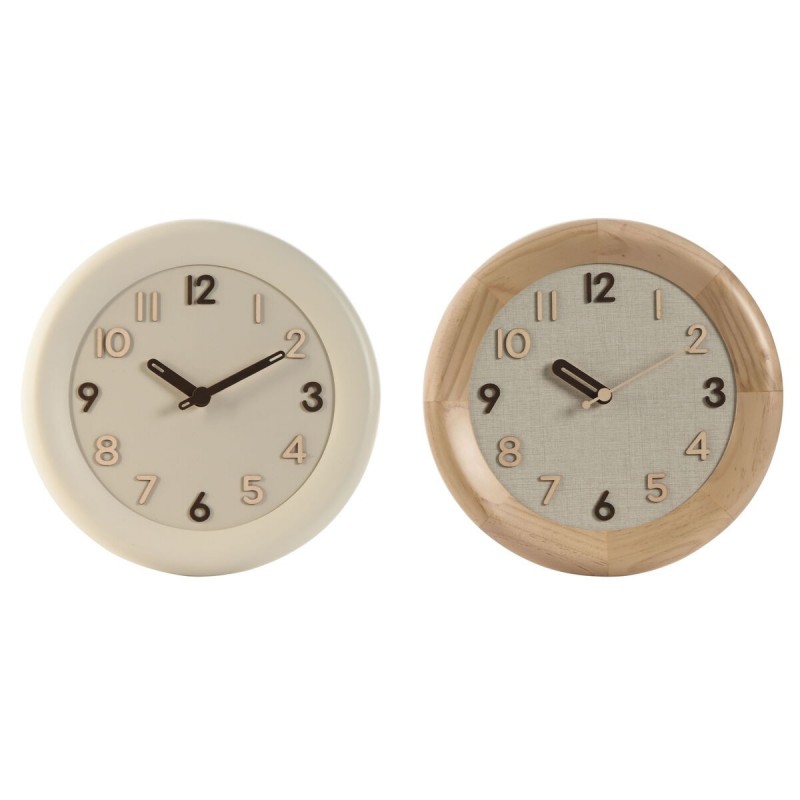 Orologio da Parete Home ESPRIT Beige Naturale Legno 30 x 5 x 30 cm (2 Unità)