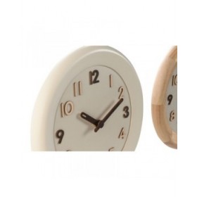 Orologio da Parete Home ESPRIT Beige Naturale Legno 30 x 5 x 30 cm (2 Unità)