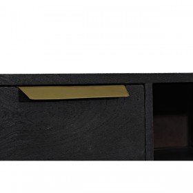 Mobile TV DKD Home Decor Nero Metallo Dorato Legno di mango (147 x 40 x 51 cm)