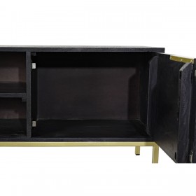 Mobile TV DKD Home Decor Nero Metallo Dorato Legno di mango (147 x 40 x 51 cm)