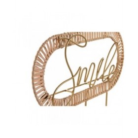 Appendiabiti da parete Home ESPRIT Dorato Naturale Metallo Rattan 40 x 6,4 x 28,6 cm (2 Unità)