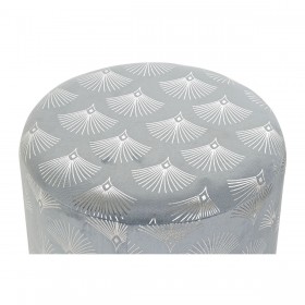 Poggiapiedi DKD Home Decor Azzurro Poliestere Metallo Dorato (35 x 35 x 43 cm)