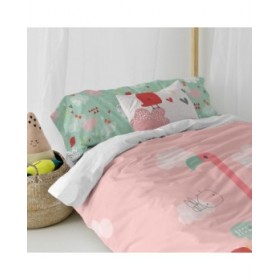 Set di copripiumino HappyFriday Moshi Moshi Hola Multicolore Singolo 2 Pezzi