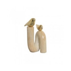 Statua Decorativa Home ESPRIT Dorato Avorio Uccelli Romantico 19 x 11,5 x 27 cm