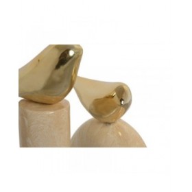 Statua Decorativa Home ESPRIT Dorato Avorio Uccelli Romantico 19 x 11,5 x 27 cm