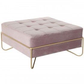 Panca DKD Home Decor   Schiuma Rosa Dorato Metallo Poliestere Velluto Legno MDF (80 x 80 x 42 cm)