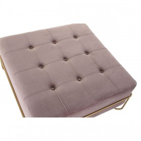 Panca DKD Home Decor   Schiuma Rosa Dorato Metallo Poliestere Velluto Legno MDF (80 x 80 x 42 cm)