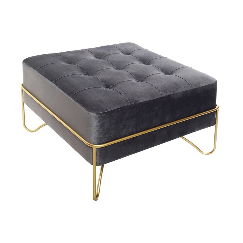 Panca DKD Home Decor   Schiuma Grigio Dorato Metallo Poliestere Velluto Legno MDF (80 x 80 x 47 cm)