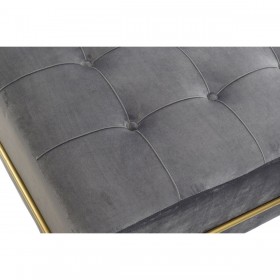 Panca DKD Home Decor   Schiuma Grigio Dorato Metallo Poliestere Velluto Legno MDF (80 x 80 x 47 cm)