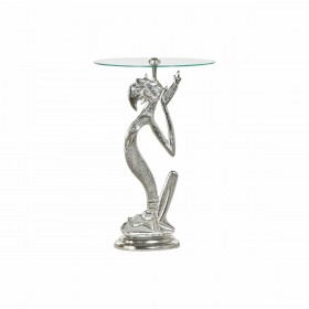Tavolo aggiuntivo DKD Home Decor 8424001856459 Cristallo Argentato Trasparente Alluminio (46 x 46 x 72 cm)