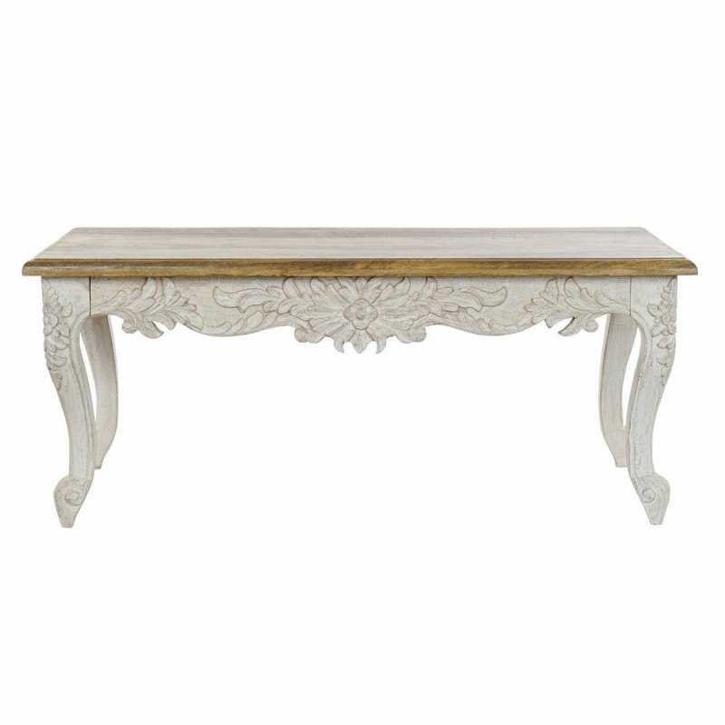 Tavolo da Pranzo DKD Home Decor Finitura invecchiata Bianco Multicolore Naturale Legno Legno di mango 120 x 61 x 49 cm