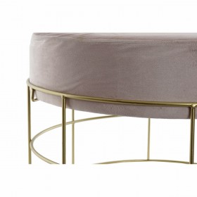 Poggiapiedi DKD Home Decor Dorato Metallo Poliestere Rosa chiaro (60 x 60 x 37.5 cm)