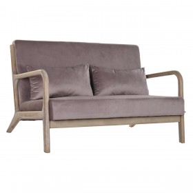 Divano a 2 Piazze DKD Home Decor Rosa Lino Legno d'albero della gomma Tradizionale (122 x 85 x 74 cm)