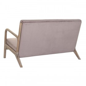 Divano a 2 Piazze DKD Home Decor Rosa Lino Legno d'albero della gomma Tradizionale (122 x 85 x 74 cm)