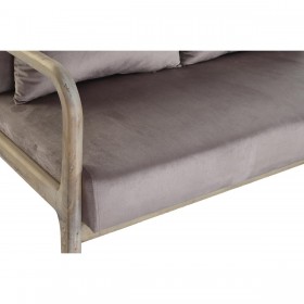 Divano a 2 Piazze DKD Home Decor Rosa Lino Legno d'albero della gomma Tradizionale (122 x 85 x 74 cm)