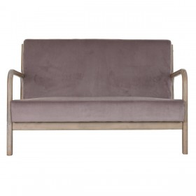 Divano a 2 Piazze DKD Home Decor Rosa Lino Legno d'albero della gomma Tradizionale (122 x 85 x 74 cm)