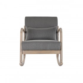 Sedia a Dondolo DKD Home Decor Naturale Grigio scuro Poliestere Legno d'albero della gomma Sixties 66 x 85 x 81 cm