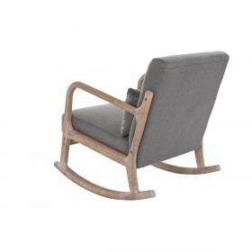 Sedia a Dondolo DKD Home Decor Naturale Grigio scuro Poliestere Legno d'albero della gomma Sixties 66 x 85 x 81 cm