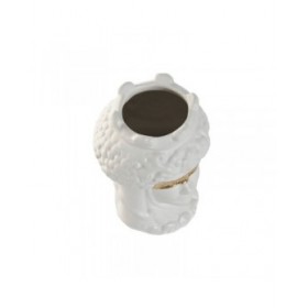Vaso Home ESPRIT Bianco Dorato Porcellana 10 x 10 x 14 cm (2 Unità)