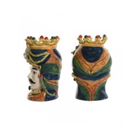 Vaso Home ESPRIT Verde Multicolore Porcellana 20 x 20 x 29 cm (2 Unità)