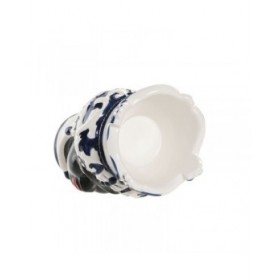 Vaso Home ESPRIT Azzurro Bianco Nero Porcellana 12 x 12 x 20 cm (2 Unità)