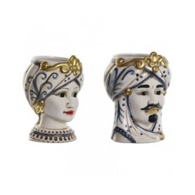 Vaso Home ESPRIT Azzurro Bianco Dorato Porcellana 15 x 15 x 26 cm (2 Unità)