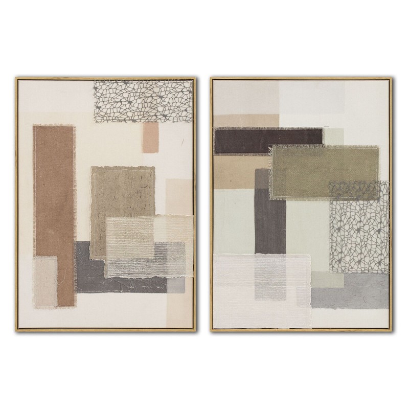 Quadro Home ESPRIT Marrone Beige Astratto Città 50 x 3 x 70 cm (2 Unità)