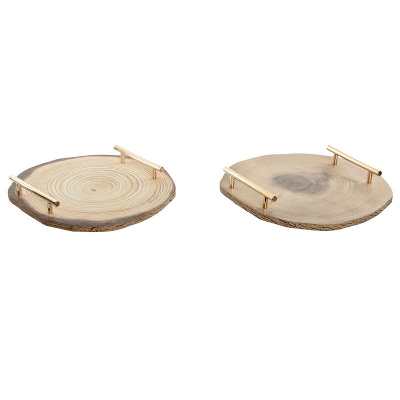 Centrotavola Home ESPRIT Marrone Dorato 30 x 30 x 4 cm (2 Unità)