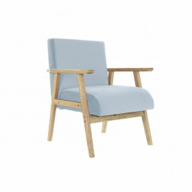 Poltrona DKD Home Decor Poliestere Blu cielo Legno MDF (61 x 63 x 77 cm)