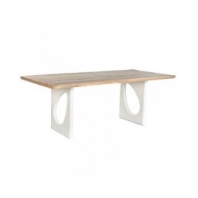 Tavolo da Pranzo Home ESPRIT Bianco Naturale Legno Riciclato Legno di mango 200 x 100 x 77 cm 200,5 x 100,5 x 77 cm