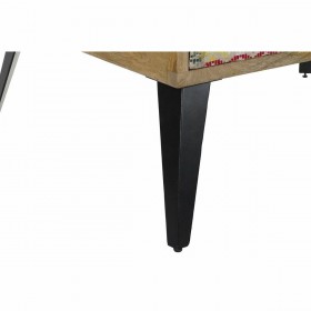 Tavolo aggiuntivo DKD Home Decor 110 x 70 x 46 cm Nero Metallo Marrone Multicolore Legno di mango