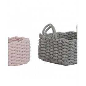 Set di Cestini Home ESPRIT Beige Grigio Rosa Corda (3 Pezzi) (3 Unità)