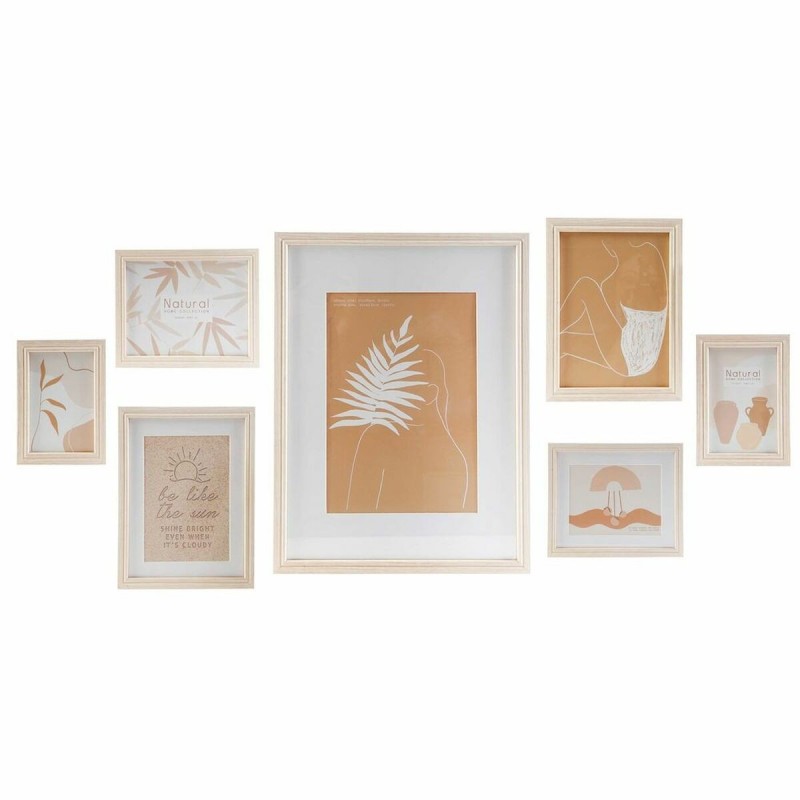Portafoto da Parete DKD Home Decor 32,5 x 1,5 x 45 cm Cristallo Naturale Marrone Moderno Legno MDF