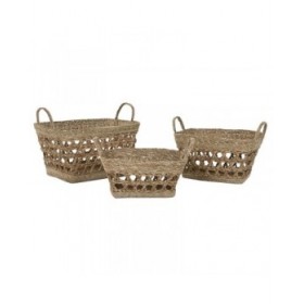 Set di Cestini Home ESPRIT Naturale Erba di mare Tropicale (3 Pezzi)