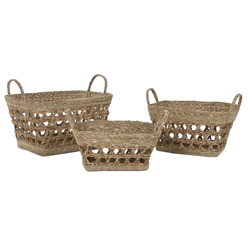 Set di Cestini Home ESPRIT Naturale Erba di mare Tropicale (3 Pezzi)